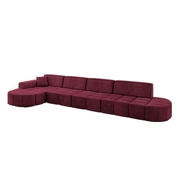 ALTDECOR ROHOVÁ SEDAČKA s otomanem, levá LIVO-L3 422x173x79,5 Bordó Velur
