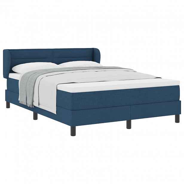 vidaXL Postel s boxspringem s čelo Modrá 160 x 200 cm textil