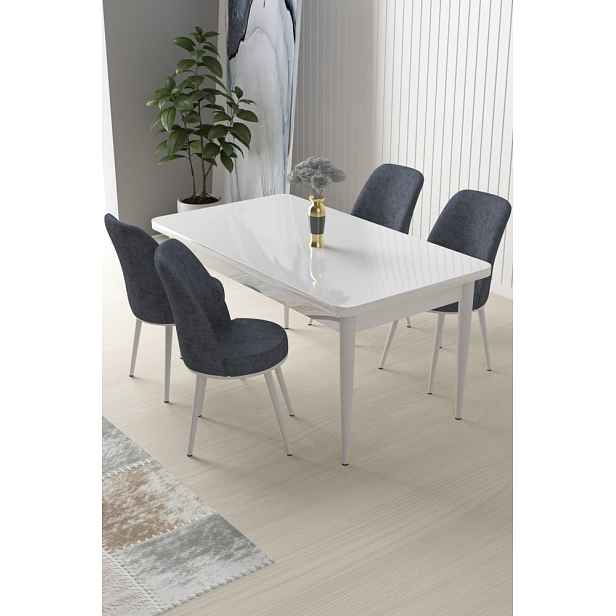 Dining Table & Chairs Set (5 Pieces) Nil - White, Fume