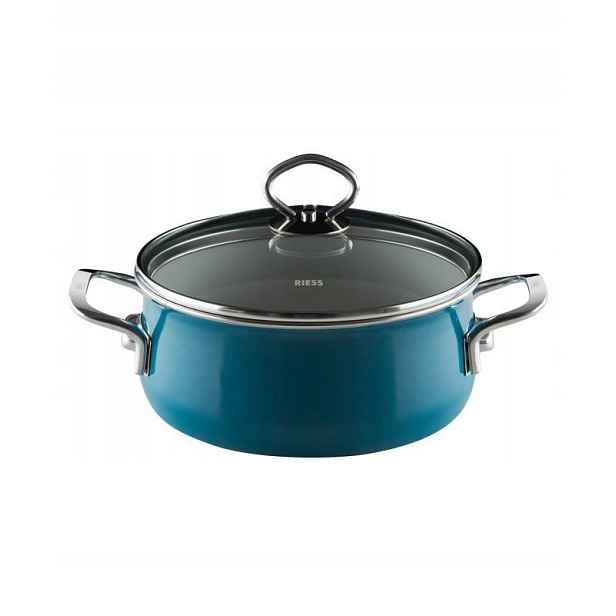 Hrnec 24 cm s indukčním víkem 4 l Riess Aqua Modrý