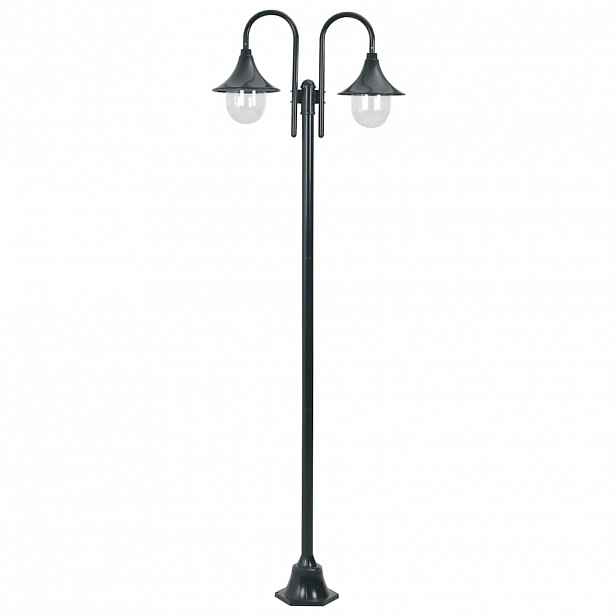 vidaXL Zahradní sloupová lampa 2 ramena E27 220 cm hliník tmavě zelená