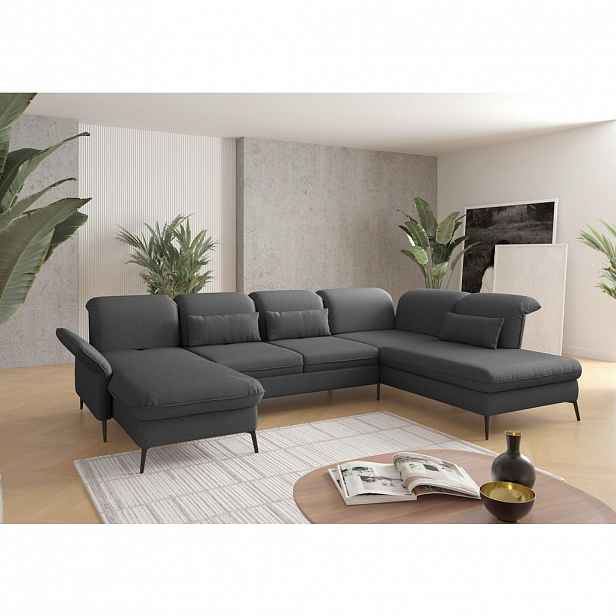 Sit & More SEDACÍ SOUPRAVA, textil, tmavě šedá