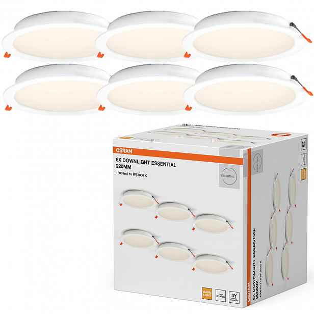 6x Stropní Led svítidlo Očko 18W 3000K Podomítkové Osram