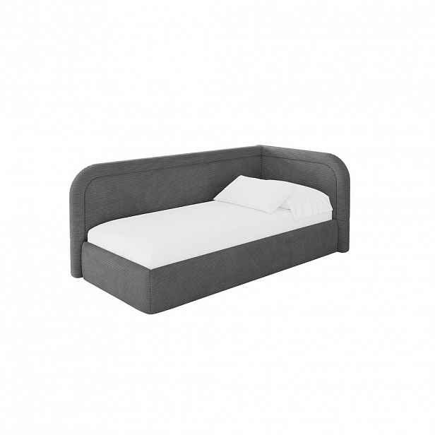 ALTDECOR JEDNOLŮŽKOVÁ POSTEL pro mládež s úložným prostorem, vlevo - JOVY 80x200 tmavě šedá