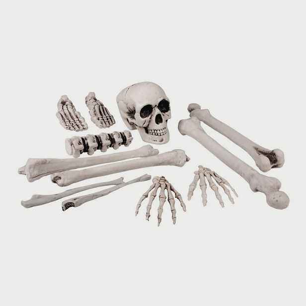 Kosti Halloweenské Kostry 12 El. Lebka, Ruce, Nohy, Dekorace