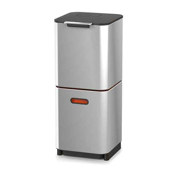 Ocelový odpadkový koš na tříděný odpad ve stříbrné barvě 40 l Totem Compact – Joseph Joseph