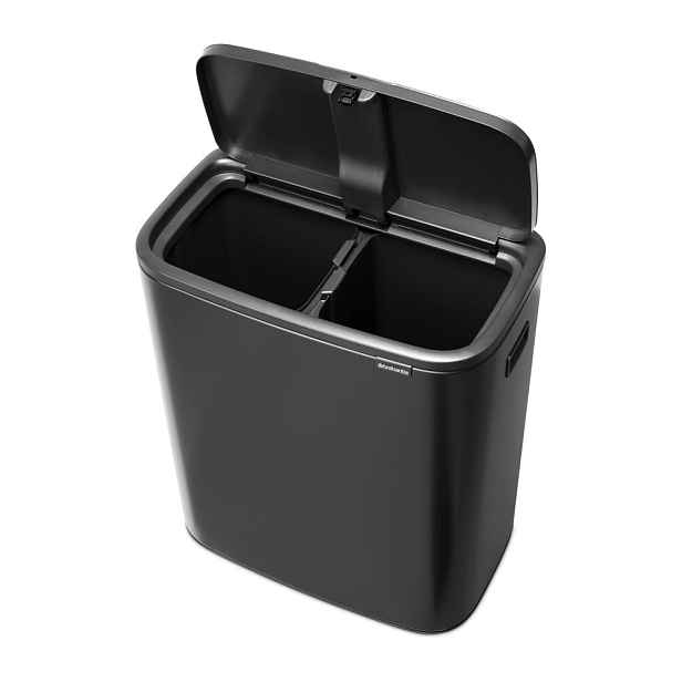 Tmavě šedý dotykový ocelový odpadkový koš na tříděný odpad 2x30 l Bo Touch Bin – Brabantia