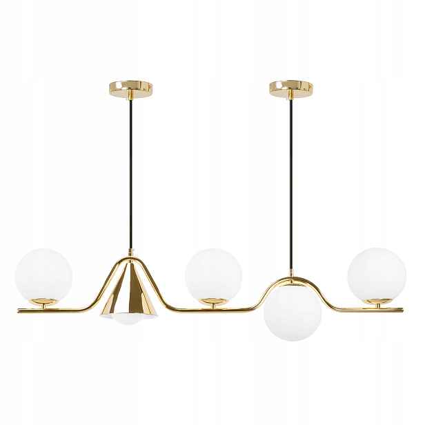 Zlatá závěsná lampa bílé geometrické koule elegantní stropní lustr