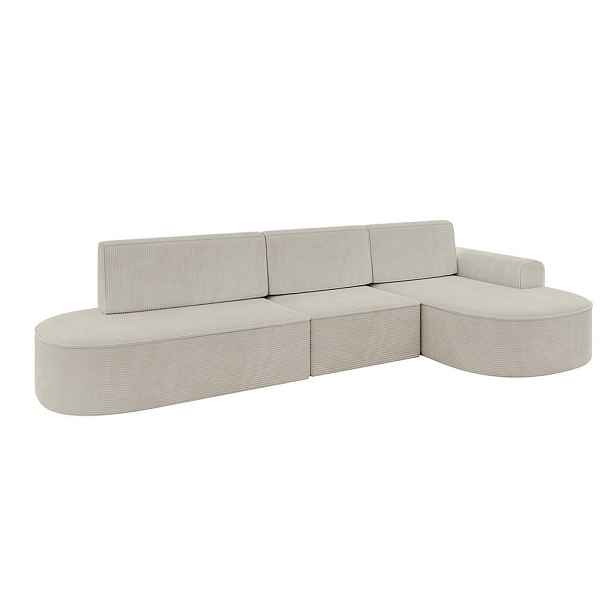 ALTDECOR ROHOVÁ SEDAČKA s funkcí spaní a otomanem, pravá MARI-L2-S 368x167x85 Krémová Manšestr