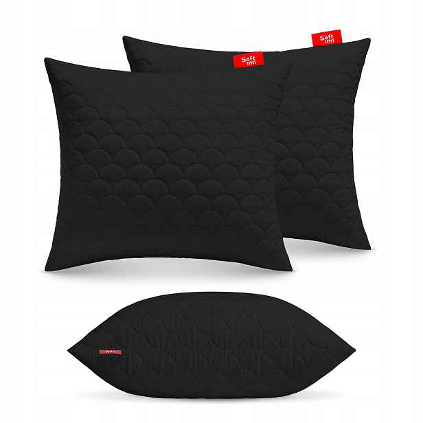 Antialergický Polštář 2X50X60 cm Komplet Na Spaní Prošívaná Černá Polsko