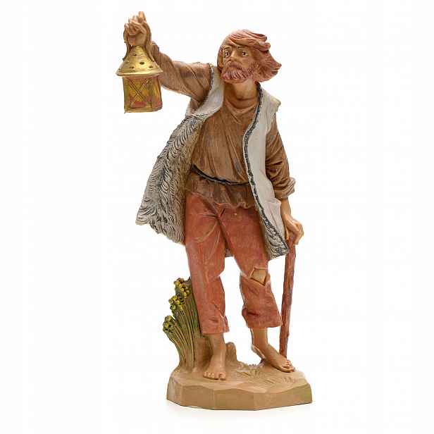 Figura Do Betlému Putovník s holí a svítilnou pro figurky o výšce 19 Cm Fontanini