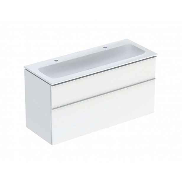 Geberit iCon - Skříňka s dvojumyvadlem, 118x48x63 cm, 2 zásuvky, lesklá bílá 502.338.01.1