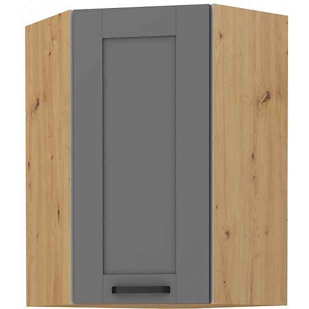 Horní rohová skříňka Luna 60x60 GN-90 1F (45°) Barva korpusu: Dub artisan, Barva dvířek: Dust Grey