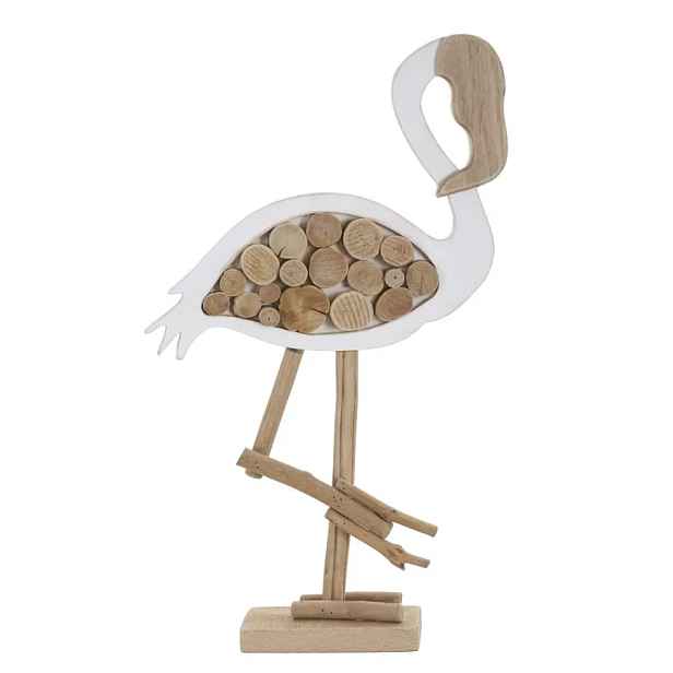 Mauro Ferretti Dřevěná dekorace Flamingo Nature 56 cm hnědá
