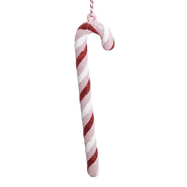 Růžová vánoční ozdoba cukrová hůl Candy Cane - 4*1*17 cm Chic Antique