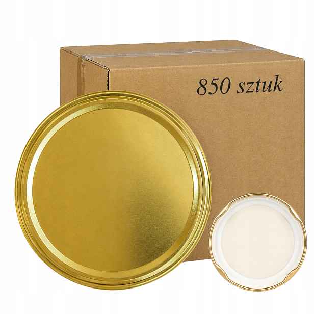 Šroubovací Víčka Víčka Zavařovací Sklenice zlatá 82 mm 4-závěsné Karton 850 kusů
