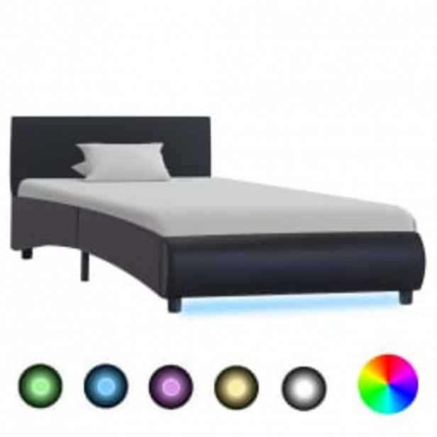vidaXL Rám postele s LED světlem černý umělá kůže 100 x 200 cm