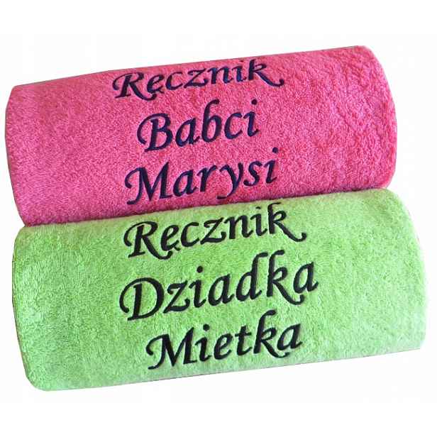 Dárek ke Dni Babičky A Dědečka 2x ručník s Nápisem výšivka věnování jméno