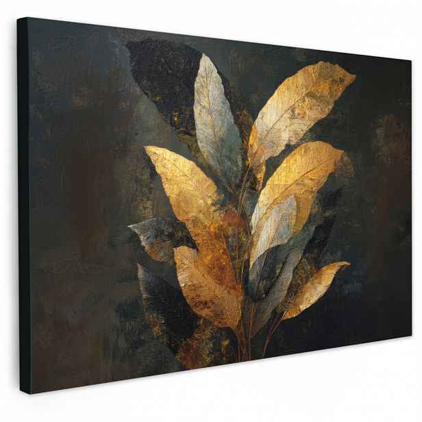 MuchoWow OBRAZ NA PLÁTNĚ Složení Golden Leaf - Botanický luxus 30x20 cm