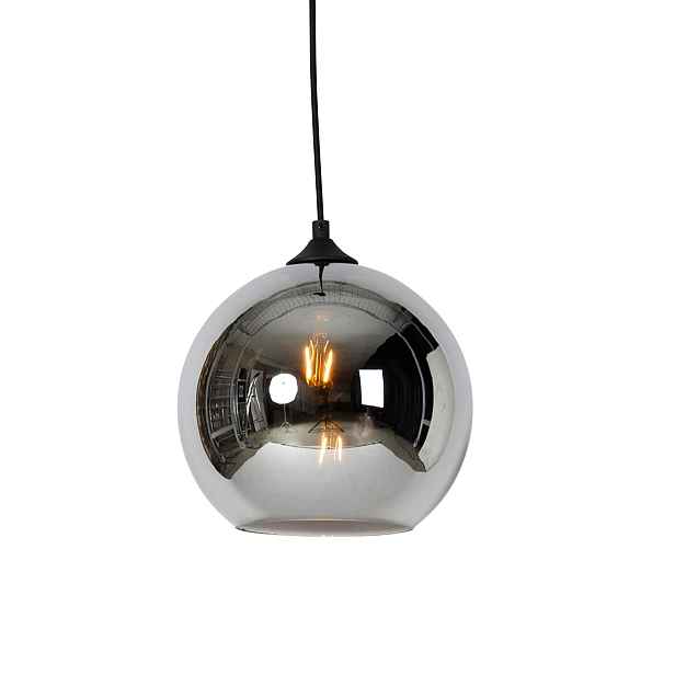 Qazqa Závěsná lampa ve stylu art déco černá s kouřovým sklem Wallace