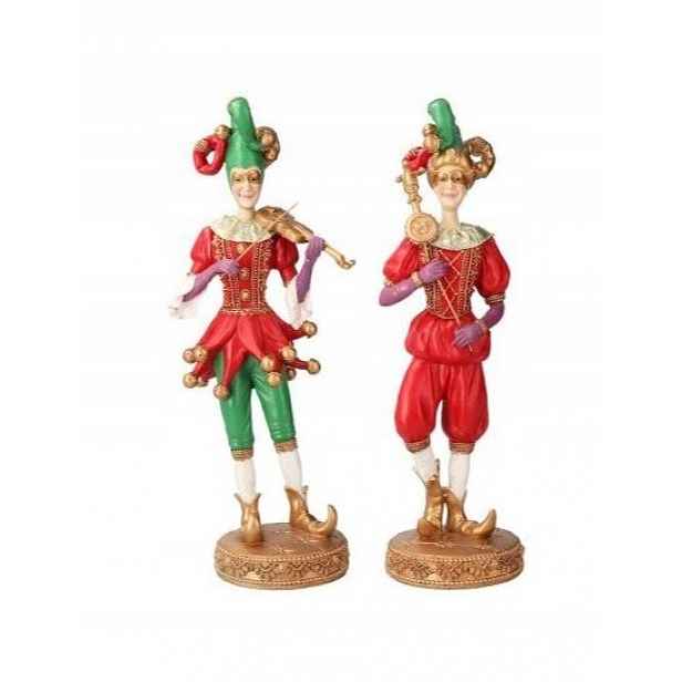 Sada 2 figurek vánočních blázinců zeleno-červené barvy 39 cm