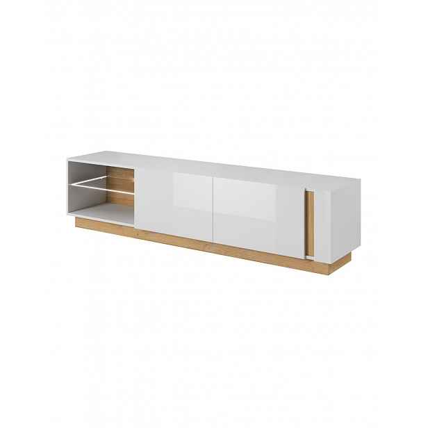 TV stolek Arco H – bílý lesk, 187 cm