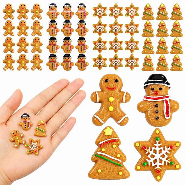 Vánoční Figurky Miniaturky 48 Ks Perníky Sněhuláci Vánoční Ozdoba