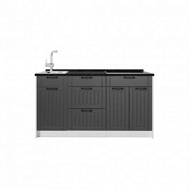 Vicco KUCHYŇSKÝ BLOK Fame-Line, Tmavě šedá/Bílá, 150 cm bez pracovní desky