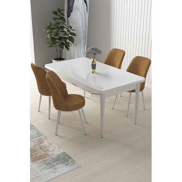 Dining Table & Chairs Set (5 Pieces) Nil - White, Cappuccino