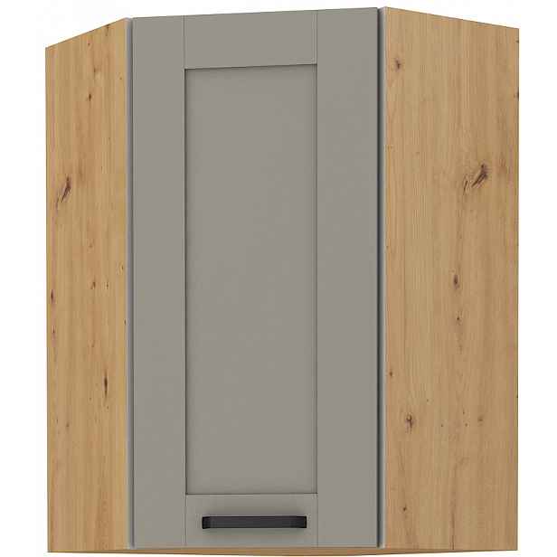 Horní rohová skříňka Luna 60x60 GN-90 1F (45°) Barva korpusu: Dub artisan, Barva dvířek: Clay Grey