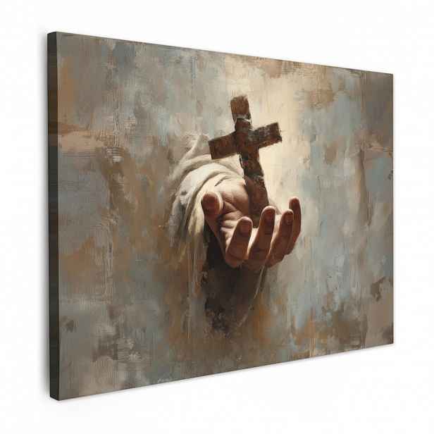 MuchoWow OBRAZ NA PLÁTNĚ Abstrakt - Cross - Hand - Christianity 40x30 cm