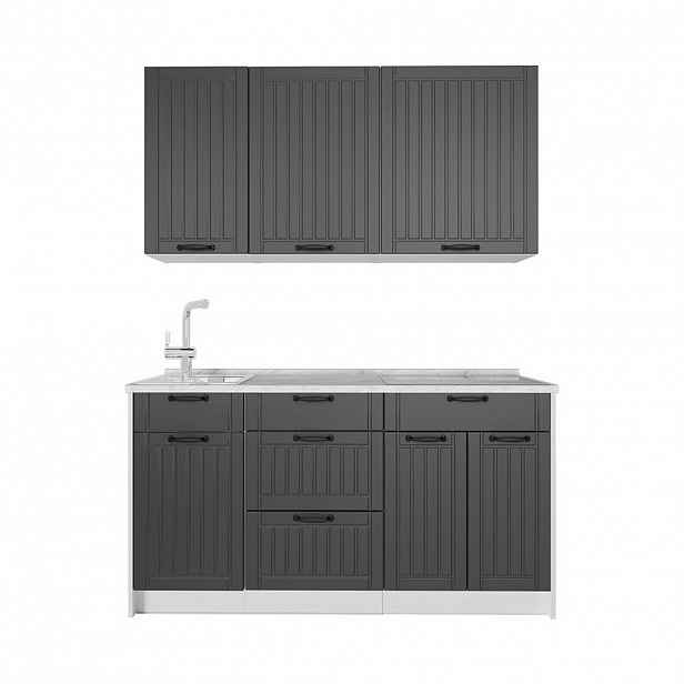 Vicco JEDNOTKOVÁ KUCHYNĚ Fame-Line, Tmavě šedá/Bílá, 150 cm bez pracovní desky