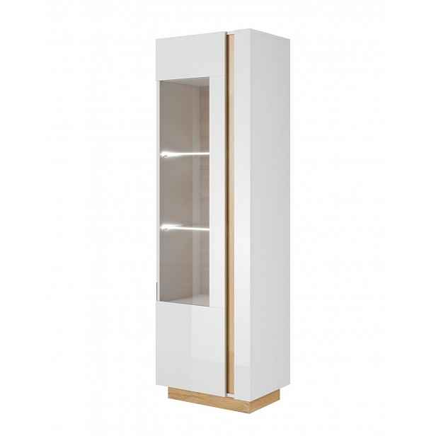 Vysoká vitrína Arco B – bílý lesk, 60 cm