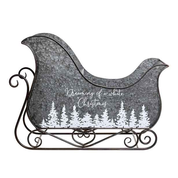 Zinkové antik kovové zdobené sáně Dreaming Christmas - 68*33*50 cm Chic Antique