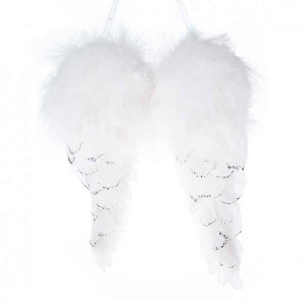Andělská křídla z peří Christmas wings bílá, 31 x 25 x 8 cm
