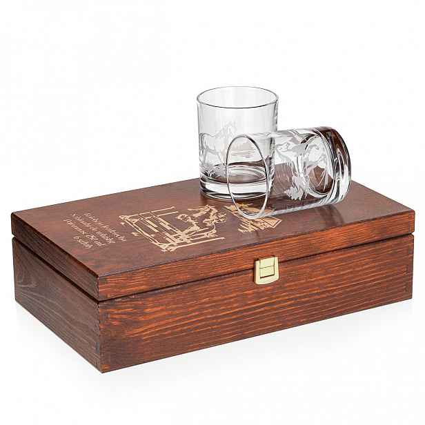 Sklenice na whisky Koně (nova) 350 ml 6 ks v krabičce s gravírováním