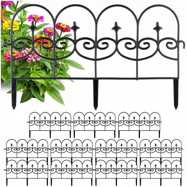 12 x Zahradní plot Černý Border Palisáda Obrubník Trávníku Záhonky 714 cm