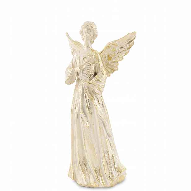 Figurka Anděl zlatý plast 36x19x12 cm