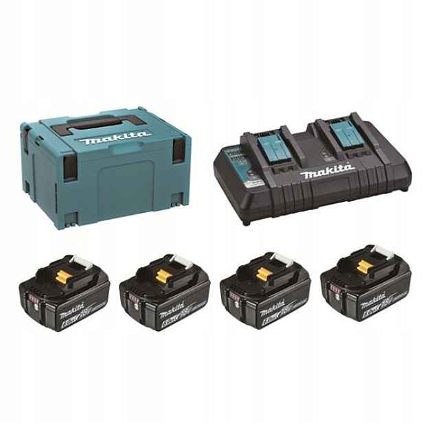 Makita 198091-4 sada 4*BL1860B akumulátor 18V/6Ah DC18RD dvojnabíječka