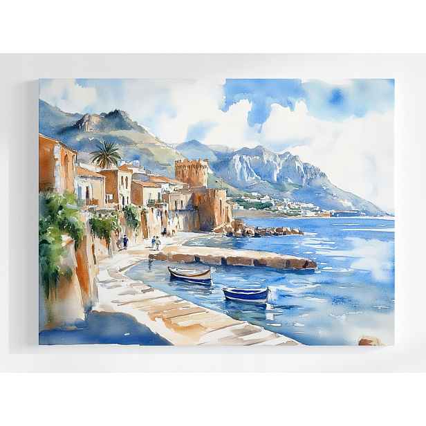 Plakát Krajina Itálie Sicílie Moře Marina Lodě 100x75