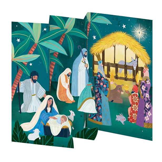 Přání s vánočním motivem v sadě 5 ks Away in the Manger  – Roger la Borde