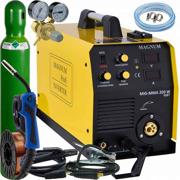 Svařovač Migomat Magnum 200w 200a poloautomatický svařovací set 4 kusů