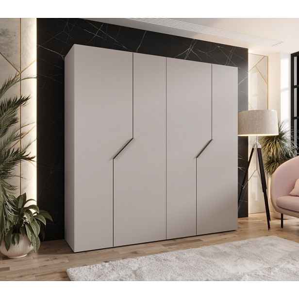 Čtyřdveřová šatní skříň 200 cm ELIRA 1 - kašmír / kašmírové úchyty
