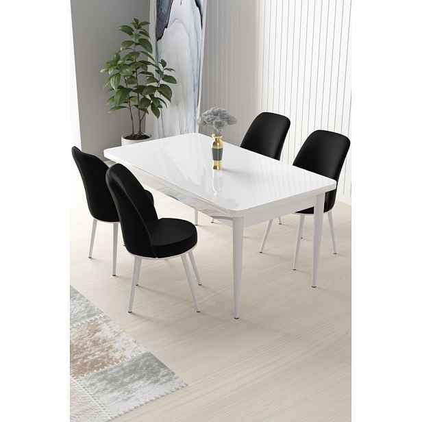 Dining Table & Chairs Set (5 Pieces) Nil - White, Black