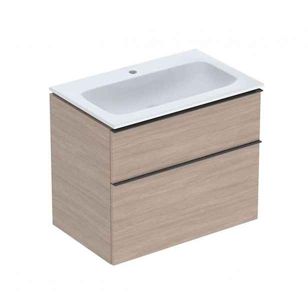 Geberit iCon - Skříňka s umyvadlem, 75x48x63 cm, 2 zásuvky, KeraTect, dub 502.332.JH.1