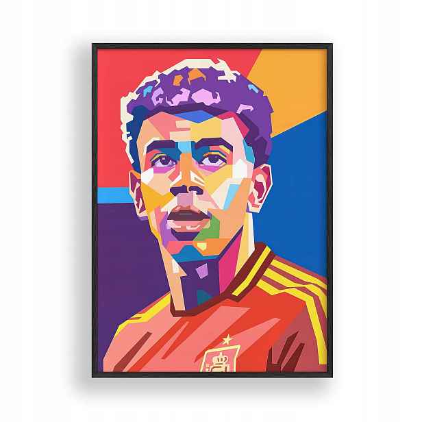 Obraz Lamine Yamal Španělsko Art Plakát Rámeček Dřevěný Černý 30x42 cm