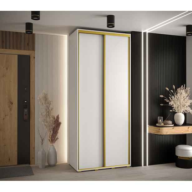 Šatní skříň ASIRI 1 - 100/60 cm, bílá / zlatá