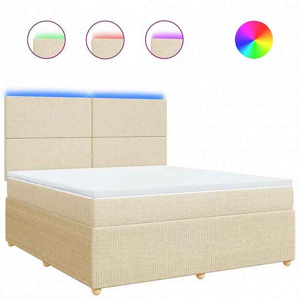 vidaXL Box spring postel s matrací krémová 180x200 cm textil