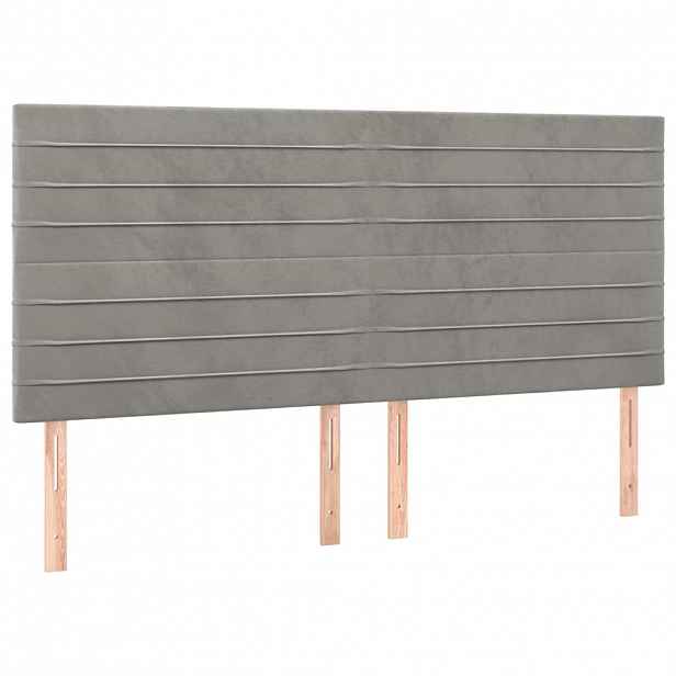 vidaXL Čelo postele světle šedé 200 x 5 x 118/128 cm sametové