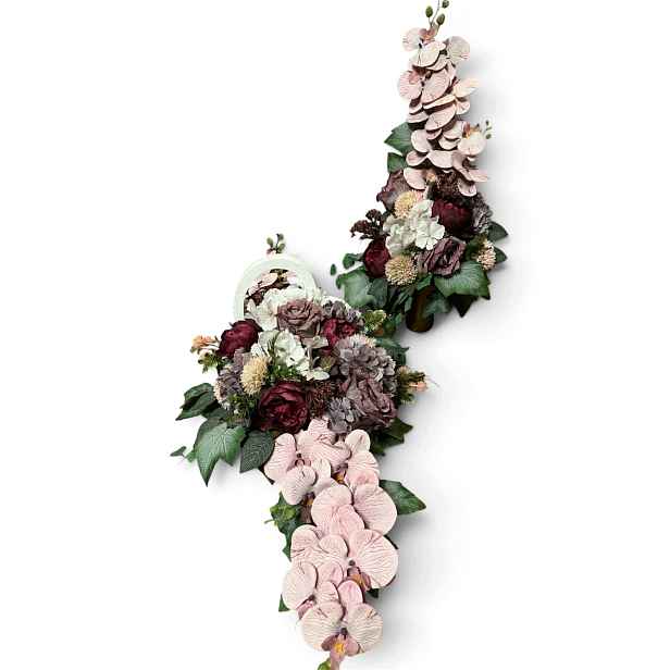 Dekorace Komplet na hřbitovní hrob Srdce orchideje bordovo-růžová